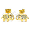 Arete Dormilona 02.377.0016.1 Oro Laminado, Diseño de Elefante, con Blanca Micro Pave, Pulido, Tono Dorado