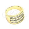 Anillo Multi Piedra 01.346.0017.08 Oro Laminado, con Blanca Zirconia Cubica, Pulido, Tono Dorado (Size 8)