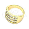 Anillo Multi Piedra 01.346.0017.08 Oro Laminado, con Blanca Zirconia Cubica, Pulido, Tono Dorado (Size 8)