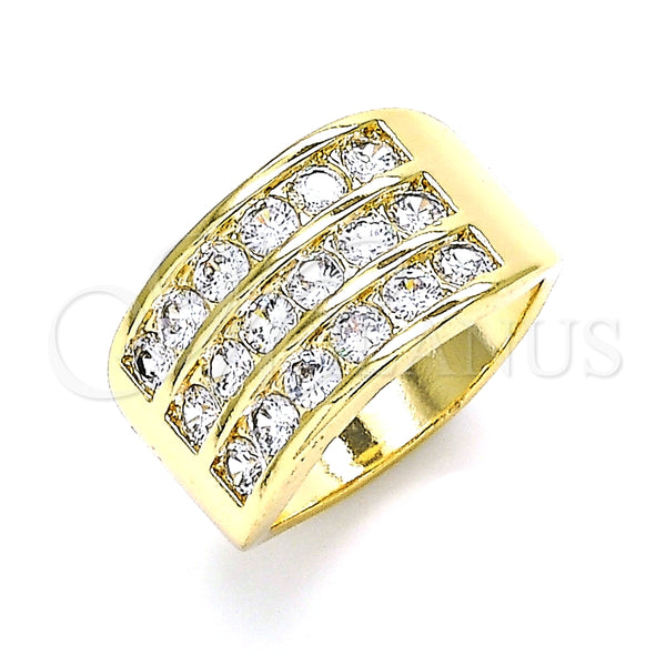 Anillo Multi Piedra 01.346.0017.08 Oro Laminado, con Blanca Zirconia Cubica, Pulido, Tono Dorado (Size 8)