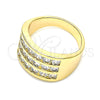Anillo Multi Piedra 01.346.0017.09 Oro Laminado, con Blanca Zirconia Cubica, Pulido, Tono Dorado (Size 9)