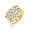 Anillo Multi Piedra 01.346.0017.09 Oro Laminado, con Blanca Zirconia Cubica, Pulido, Tono Dorado (Size 9)