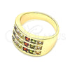 Anillo Multi Piedra 01.346.0017.1.09 Oro Laminado, con Multicolor Zirconia Cubica, Pulido, Tono Dorado (Size 9)
