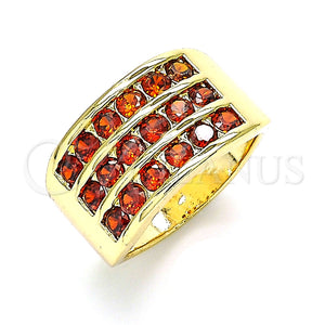 Anillo Multi Piedra 01.346.0017.2.08 Oro Laminado, con Granate Zirconia Cubica, Pulido, Tono Dorado (Size 8)