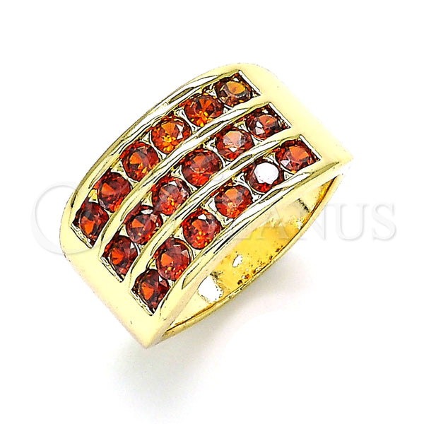 Anillo Multi Piedra 01.346.0017.2.08 Oro Laminado, con Granate Zirconia Cubica, Pulido, Tono Dorado (Size 8)