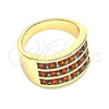 Anillo Multi Piedra 01.346.0017.2.09 Oro Laminado, con Granate Zirconia Cubica, Pulido, Tono Dorado (Size 9)