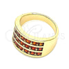 Anillo Multi Piedra 01.346.0017.2.09 Oro Laminado, con Granate Zirconia Cubica, Pulido, Tono Dorado (Size 9)
