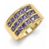 Anillo Multi Piedra 01.346.0017.3.09 Oro Laminado, con Zirconia Cubica Amatista, Pulido, Tono Dorado (Tamaño 9)