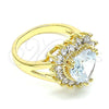 Anillo Multi Piedra 01.346.0018.09 Oro Laminado, Diseño de Corazón, con Blanca Zirconia Cubica, Pulido, Tono Dorado (Size 9)