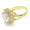Anillo Multi Piedra 01.346.0018.09 Oro Laminado, Diseño de Corazón, con Blanca Zirconia Cubica, Pulido, Tono Dorado (Size 9)