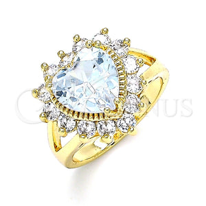 Anillo Multi Piedra 01.346.0018.09 Oro Laminado, Diseño de Corazón, con Blanca Zirconia Cubica, Pulido, Tono Dorado (Size 9)