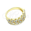 Anillo Multi Piedra 01.346.0019.07 Oro Laminado, Diseño de Oja, con Blanca Zirconia Cubica, Pulido, Tono Dorado (Size 7)