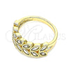 Anillo Multi Piedra 01.346.0019.07 Oro Laminado, Diseño de Oja, con Blanca Zirconia Cubica, Pulido, Tono Dorado (Size 7)