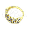 Anillo Multi Piedra 01.346.0019.3.09 Oro Laminado, Diseño de Oja, con Amatista Zirconia Cubica, Pulido, Tono Dorado (Size 9)