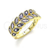 Anillo Multi Piedra 01.346.0019.3.09 Oro Laminado, Diseño de Oja, con Amatista Zirconia Cubica, Pulido, Tono Dorado (Size 9)