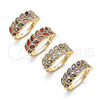 Anillo Multi Piedra 01.346.0019.3.09 Oro Laminado, Diseño de Oja, con Amatista Zirconia Cubica, Pulido, Tono Dorado (Size 9)