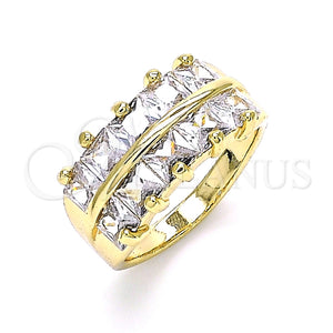 Anillo Multi Piedra 01.346.0020.08 Oro Laminado, con Blanca Zirconia Cubica, Pulido, Tono Dorado (Size 8)