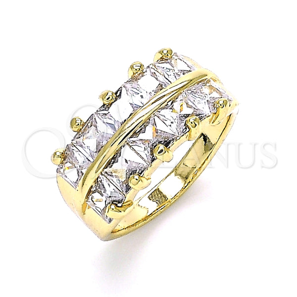 Anillo Multi Piedra 01.346.0020.08 Oro Laminado, con Blanca Zirconia Cubica, Pulido, Tono Dorado (Size 8)