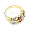 Anillo Multi Piedra 01.346.0020.1.09 Oro Laminado, con Multicolor Zirconia Cubica, Pulido, Tono Dorado (Size 9)