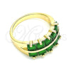 Anillo Multi Piedra 01.346.0020.3.07 Oro Laminado, con Verde Zirconia Cubica, Pulido, Tono Dorado (Size 7)