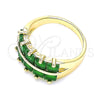 Anillo Multi Piedra 01.346.0020.3.07 Oro Laminado, con Verde Zirconia Cubica, Pulido, Tono Dorado (Size 7)