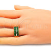 Anillo Multi Piedra 01.346.0020.3.08 Oro Laminado, con Verde Zirconia Cubica, Pulido, Tono Dorado (Size 8)