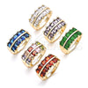 Anillo Multi Piedra 01.346.0020.3.08 Oro Laminado, con Verde Zirconia Cubica, Pulido, Tono Dorado (Size 8)