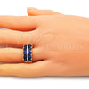 Anillo Multi Piedra 01.346.0020.4.09 Oro Laminado, con Zafiro Azul Zirconia Cubica, Pulido, Tono Dorado (Size 9)