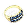 Anillo Multi Piedra 01.346.0020.4.09 Oro Laminado, con Zafiro Azul Zirconia Cubica, Pulido, Tono Dorado (Size 9)