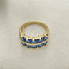 Anillo Multi Piedra 01.346.0020.4.09 Oro Laminado, con Zafiro Azul Zirconia Cubica, Pulido, Tono Dorado (Size 9)