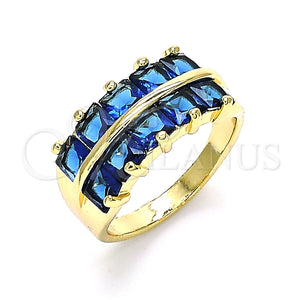 Anillo Multi Piedra 01.346.0020.4.09 Oro Laminado, con Zafiro Azul Zirconia Cubica, Pulido, Tono Dorado (Size 9)
