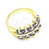 Anillo Multi Piedra 01.346.0020.5.07 Oro Laminado, con Amatista Zirconia Cubica, Pulido, Tono Dorado (Size 7)