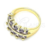 Anillo Multi Piedra 01.346.0020.5.07 Oro Laminado, con Amatista Zirconia Cubica, Pulido, Tono Dorado (Size 7)