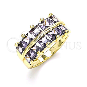 Anillo Multi Piedra 01.346.0020.5.07 Oro Laminado, con Amatista Zirconia Cubica, Pulido, Tono Dorado (Size 7)