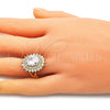 Anillo Multi Piedra 01.346.0021.07 Oro Laminado, con Blanca Zirconia Cubica, Pulido, Tono Dorado (Size 7)