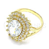 Anillo Multi Piedra 01.346.0021.07 Oro Laminado, con Blanca Zirconia Cubica, Pulido, Tono Dorado (Size 7)
