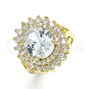Anillo Multi Piedra 01.346.0021.09 Oro Laminado, con Blanca Zirconia Cubica, Pulido, Tono Dorado (Size 9)