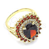 Anillo Multi Piedra 01.346.0021.2.08 Oro Laminado, con Granate and Blanca Zirconia Cubica, Pulido, Tono Dorado (Size 8)