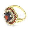 Anillo Multi Piedra 01.346.0021.2.08 Oro Laminado, con Granate and Blanca Zirconia Cubica, Pulido, Tono Dorado (Size 8)