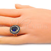 Anillo Multi Piedra 01.346.0021.4.09 Oro Laminado, con Zafiro Azul and Blanca Zirconia Cubica, Pulido, Tono Dorado (Size 9)