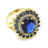 Anillo Multi Piedra 01.346.0021.4.09 Oro Laminado, con Zafiro Azul and Blanca Zirconia Cubica, Pulido, Tono Dorado (Size 9)