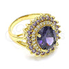 Anillo Multi Piedra 01.346.0021.5.08 Oro Laminado, con Amatista and Blanca Zirconia Cubica, Pulido, Tono Dorado (Size 8)