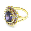 Anillo Multi Piedra 01.346.0021.5.08 Oro Laminado, con Amatista and Blanca Zirconia Cubica, Pulido, Tono Dorado (Size 8)