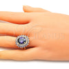Anillo Multi Piedra 01.346.0021.5.09 Oro Laminado, con Amatista and Blanca Zirconia Cubica, Pulido, Tono Dorado (Size 9)