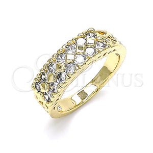 Anillo Multi Piedra 01.346.0023.07 Oro Laminado, con Blanca Zirconia Cubica, Pulido, Tono Dorado (Size 7)