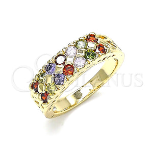 Anillo Multi Piedra 01.346.0023.1.09 Oro Laminado, con Multicolor Zirconia Cubica, Pulido, Tono Dorado (Size 9)
