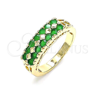 Anillo Multi Piedra 01.346.0023.3.07 Oro Laminado, con Verde Zirconia Cubica, Pulido, Tono Dorado (Size 7)