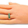 Anillo Multi Piedra 01.346.0023.3.08 Oro Laminado, con Verde Zirconia Cubica, Pulido, Tono Dorado (Size 8)