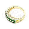 Anillo Multi Piedra 01.346.0023.3.08 Oro Laminado, con Verde Zirconia Cubica, Pulido, Tono Dorado (Size 8)