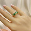 Anillo Multi Piedra 01.346.0023.3.09 Oro Laminado, con Verde Zirconia Cubica, Pulido, Tono Dorado (Size 9)